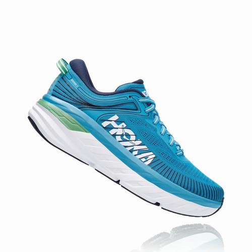 Hoka One One BONDI 7 Road Running Shoes For Men India Blue IN-1095